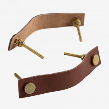 Conjunto De 2 Puxadores De Couro Teroy Style Caramelo - Sklum