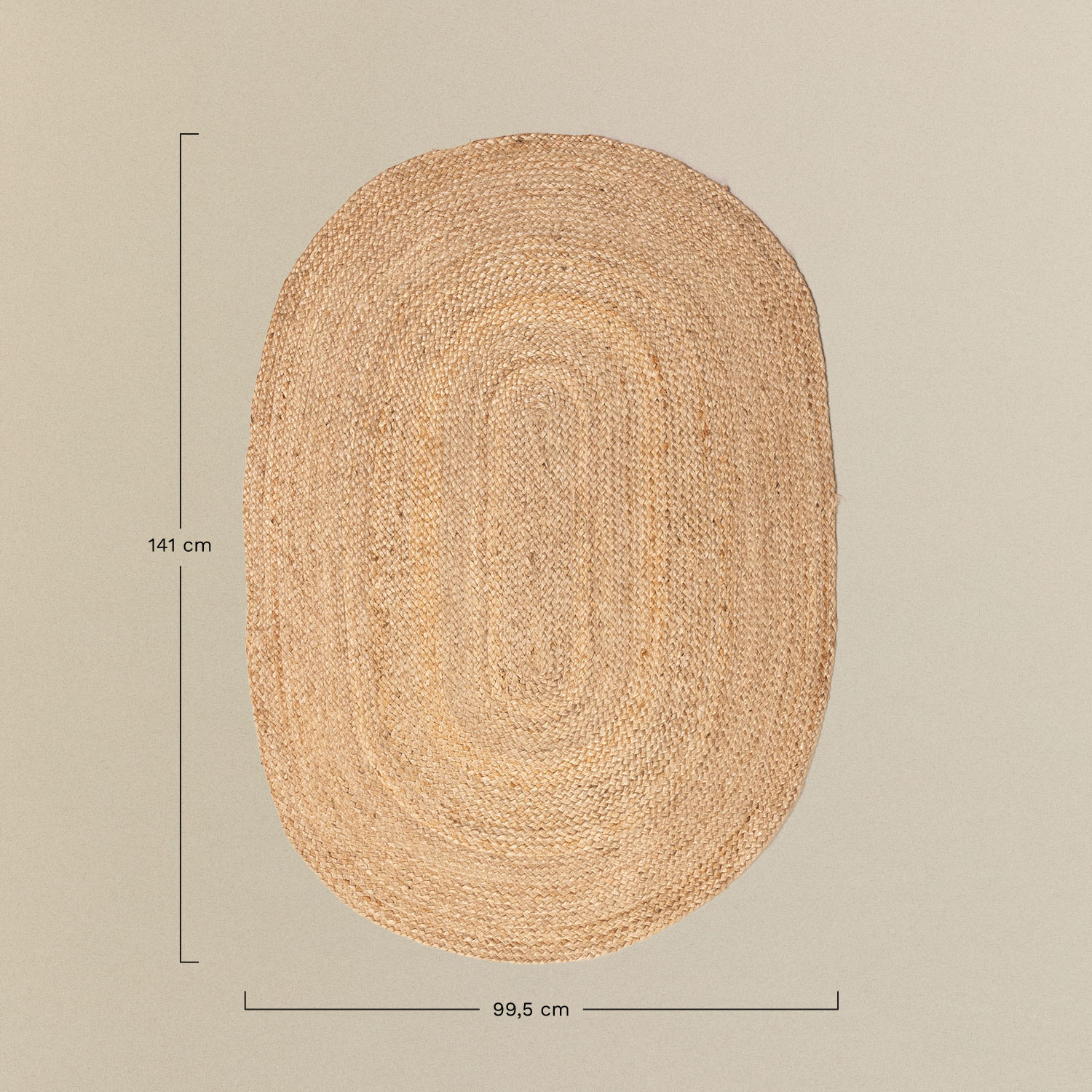 Tapete Oval em Juta Natural (141x99,5 cm) Tempo, Dimensões