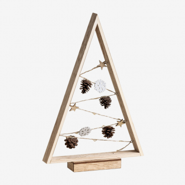 Árvore De Natal Em Madeira Com Luzes Led Niorb Natural - Sklum