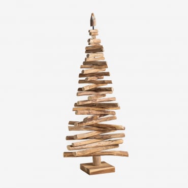 Árvore De Natal Em Madeira De Teca Jingle Madeira Escura & ↑120 Cm - Sklum