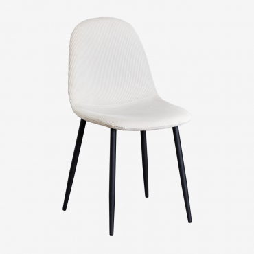 Pacote De 4 Cadeiras De Jantar De Veludo Glamm Crema Linho & Preto - Sklum