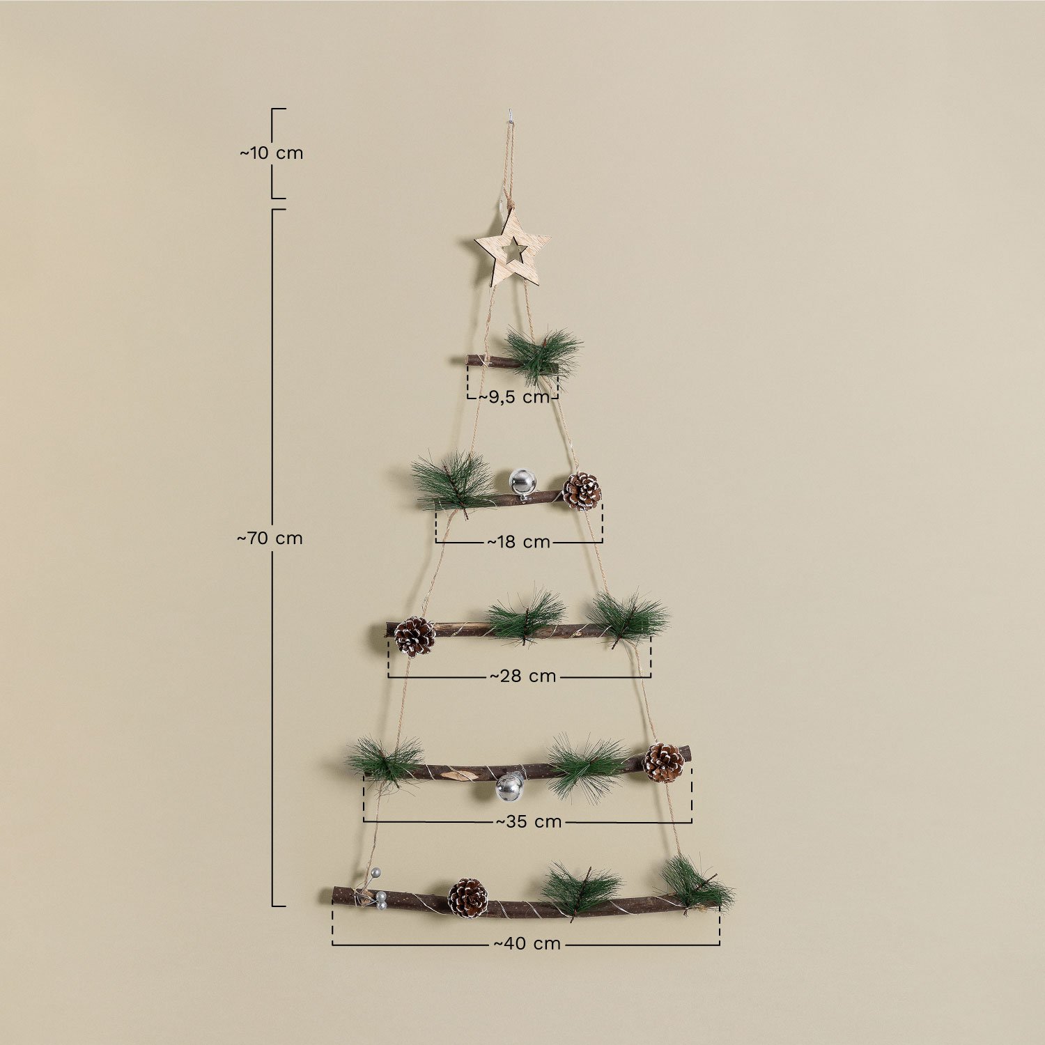 Árvore de Natal LED para parede Iber, Dimensões