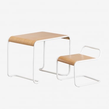 Conjunto De Mesa E Cadeira Em Madeira E Ferro Markalany Kids Gardénia Branco - Sklum para crianças
