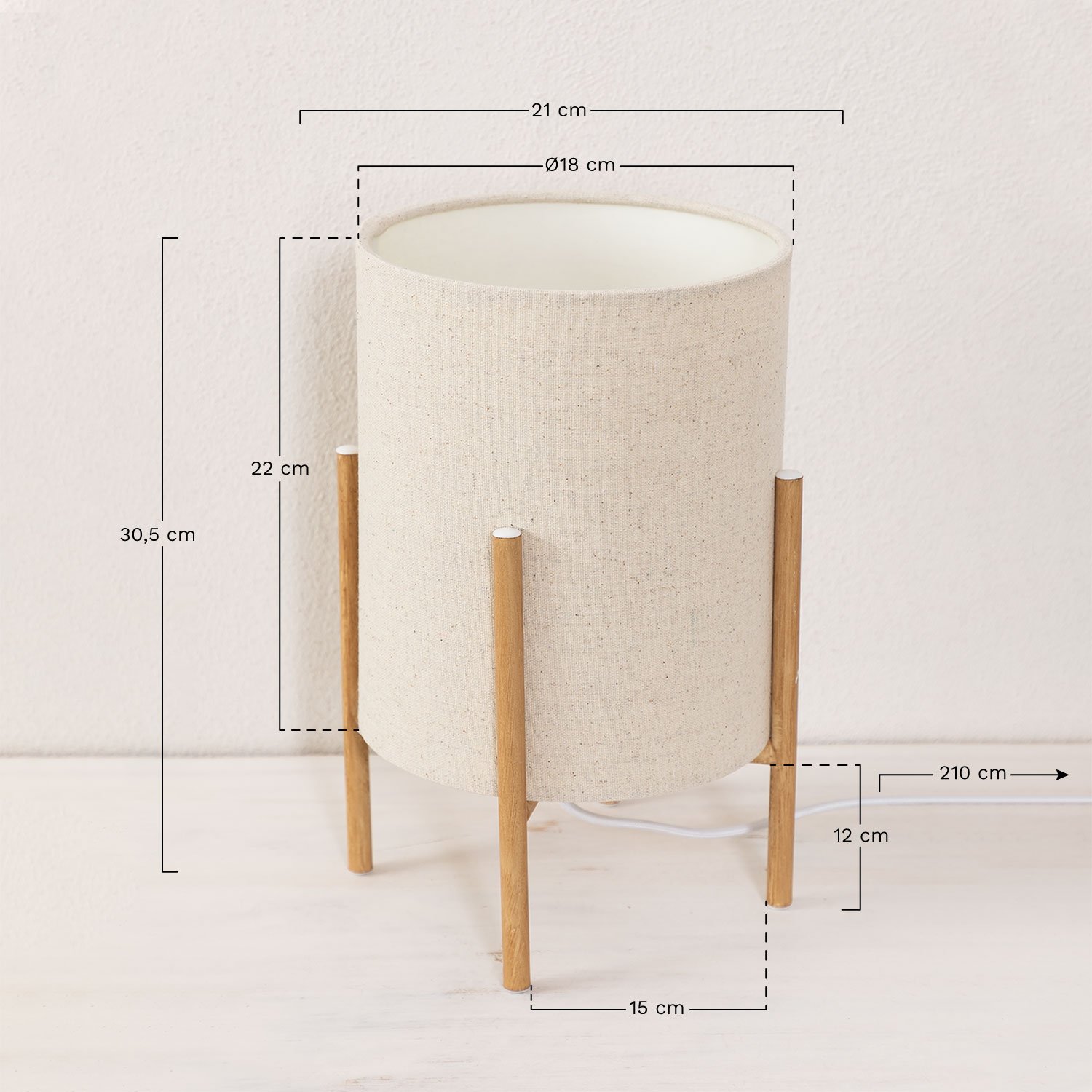 Candeeiro de Mesa Saek, Dimensões