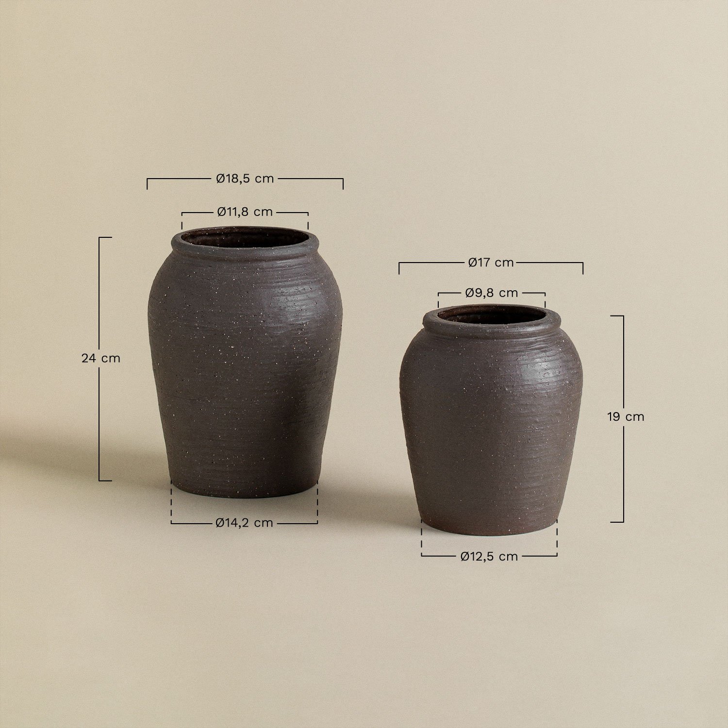 Vaso de cerâmica Sauzon, Dimensões