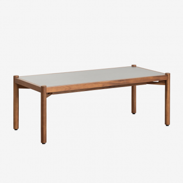 Mesa De Centro Em Cimento E Madeira De Acácia Gamila Cinza & 110 X 50 Cm - Sklum