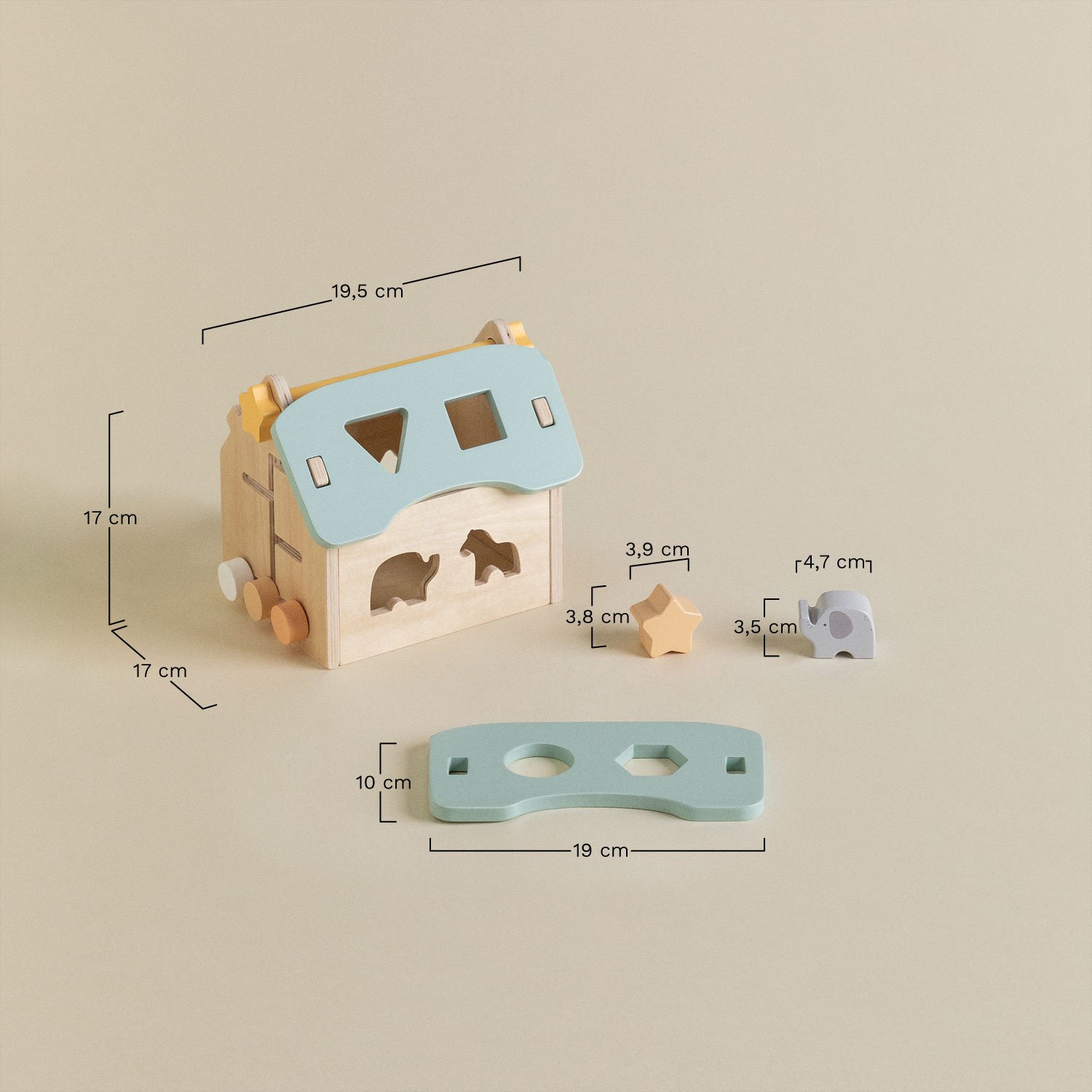 Casinha de madeira com peças encaixáveis Grady Kids, Dimensões