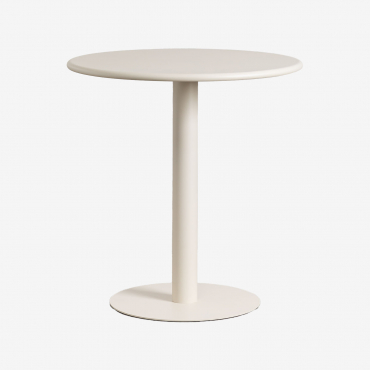 Mesa De Jardim Redonda Ø70 Cm Em Metal Mizzi Tapioca Bege - Sklum