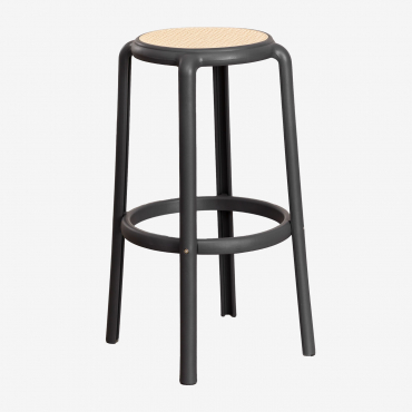 Banco Alto Omara Cinza Grafito & ↑75 Cm - Sklum