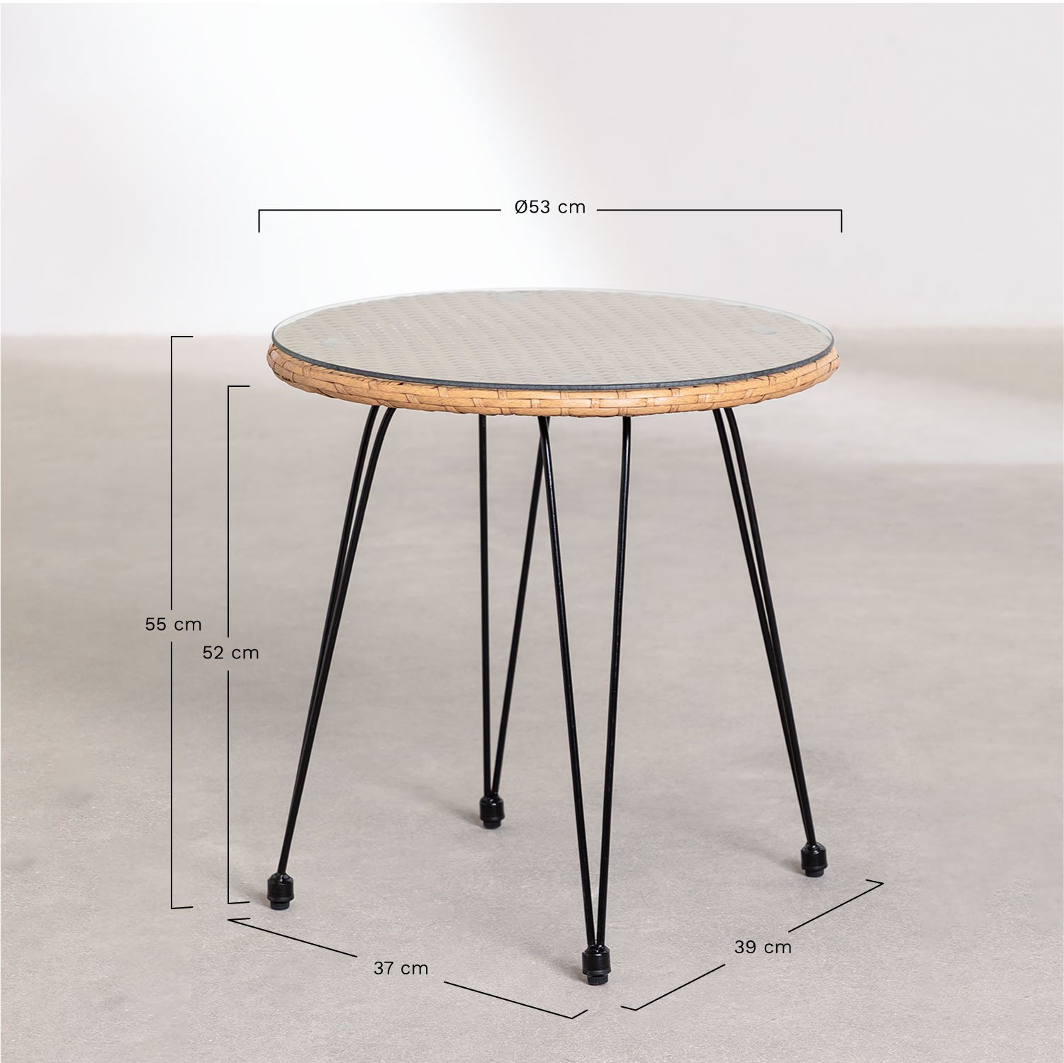 Conjunto de exterior em aço Meibel, Dimensões