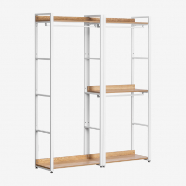 Armário Modular Aberto De 2 Peças Com Cabideiro Em Aço E Madeira Ariaster Natural - Sklum