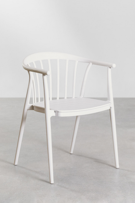 Pack de 4 cadeiras de jardim empilháveis com braços em polipropileno Ivor - Gardénia Branco