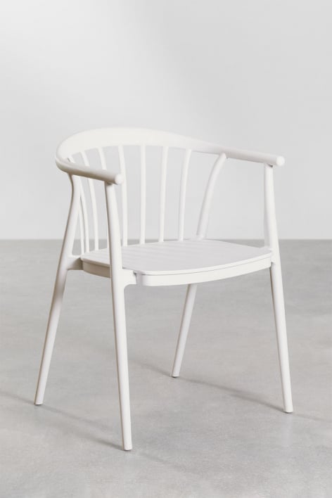 Pack de 6 cadeiras de jardim empilháveis com braços em polipropileno Ivor - Gardénia Branco