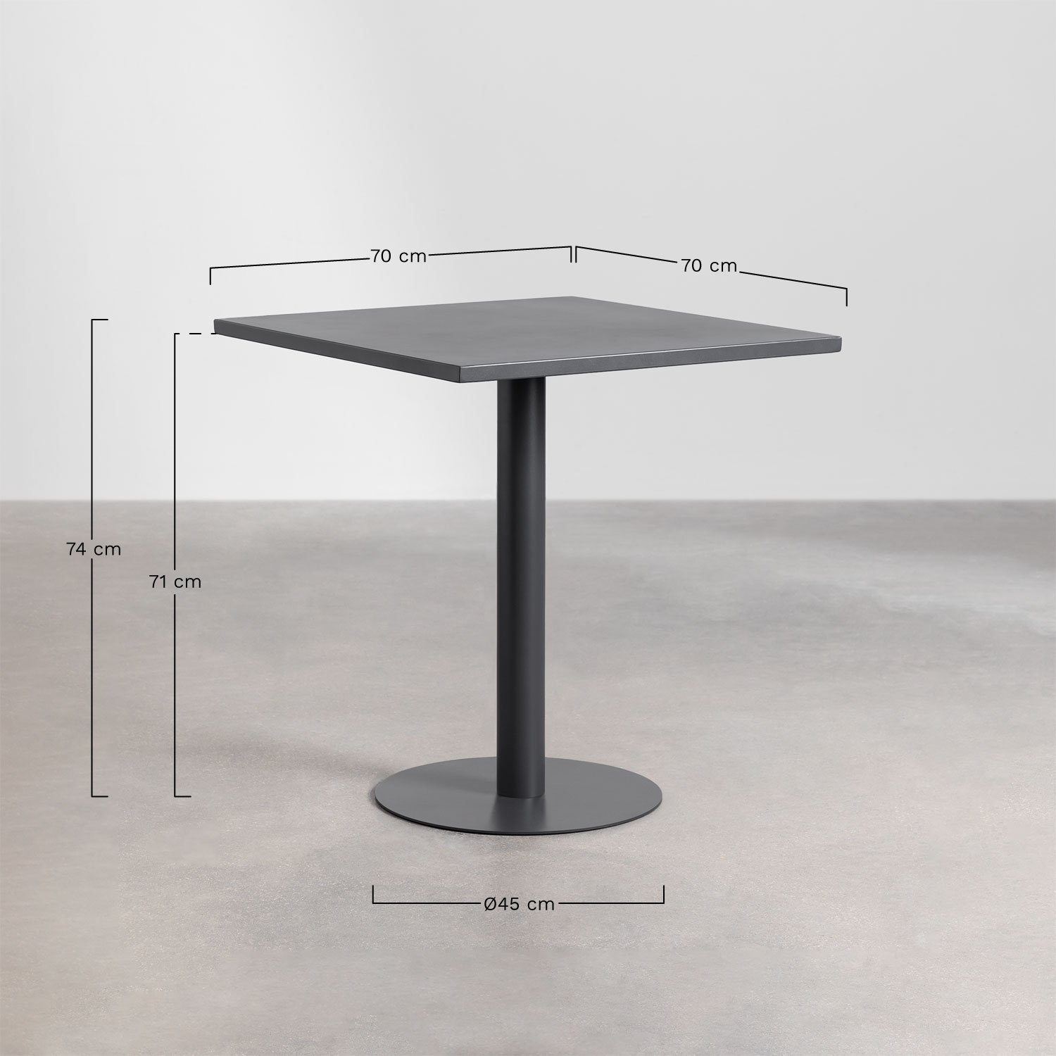 Conjunto de mesa quadrada Mizzi 70x70 cm e 2 cadeiras de jardim Maeba        , Dimensões