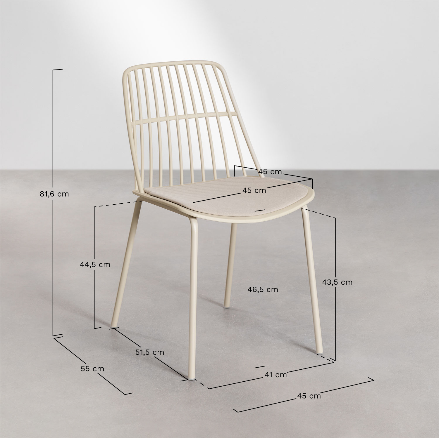 Conjunto de mesa retangular Scand (134x78 cm) e 4 cadeiras de jardim Maeba      , Dimensões