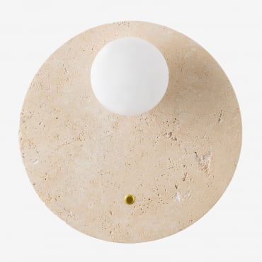 Aplique De Parede Ø30 Cm Em Travertino Com Bola De Cristal Davise Travertine - Sklum