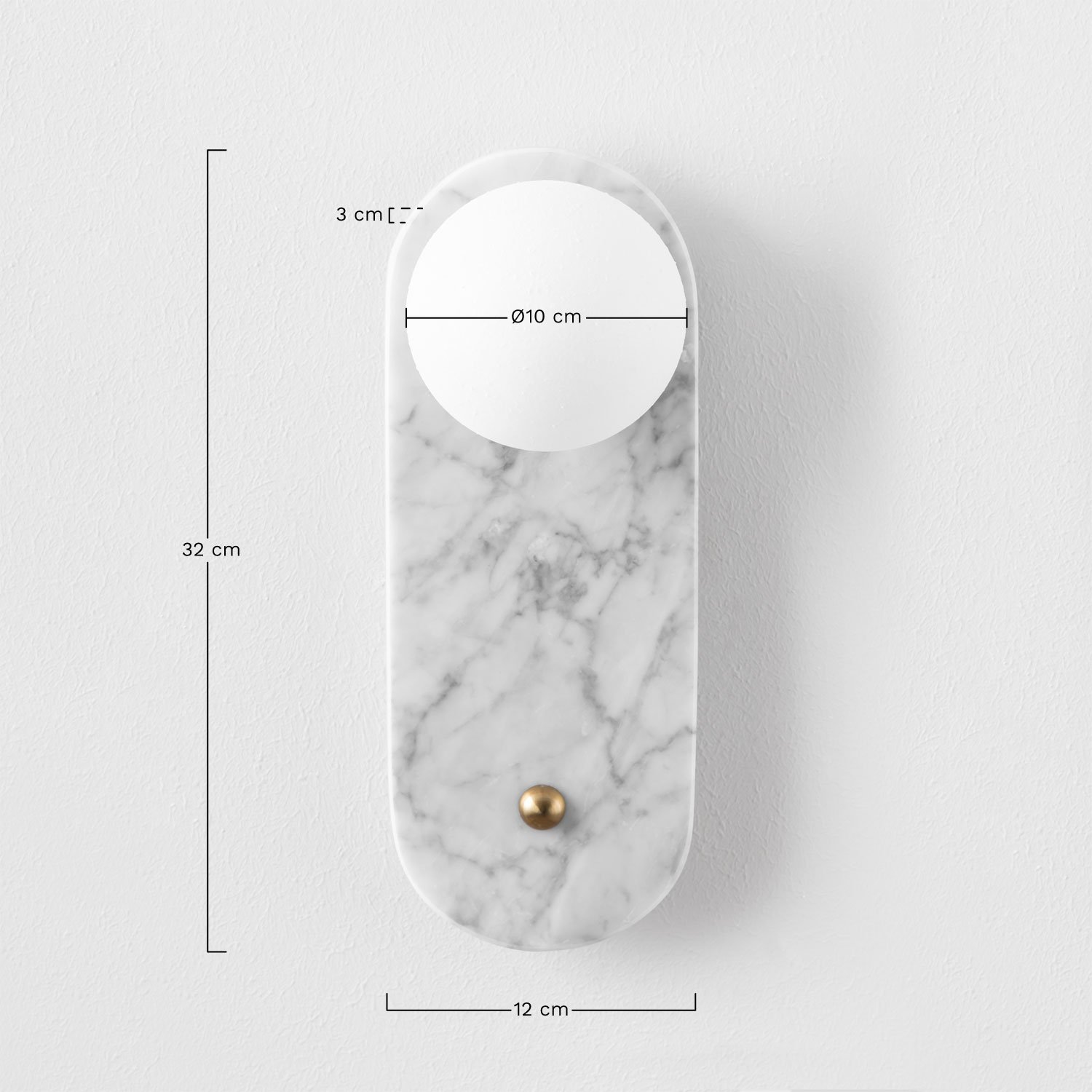 Aplique de mármore e cristal Eustace , Dimensões