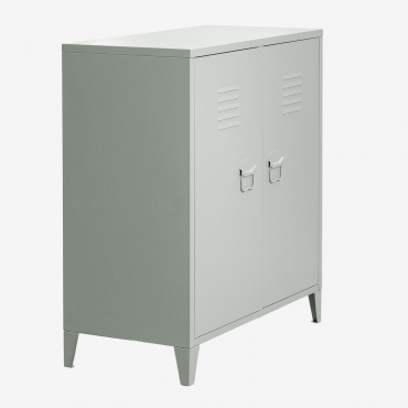 Aparador Armário 80x40 Cm Com 2 Portas Em Aço Pohpli Verde Cáqui - Sklum