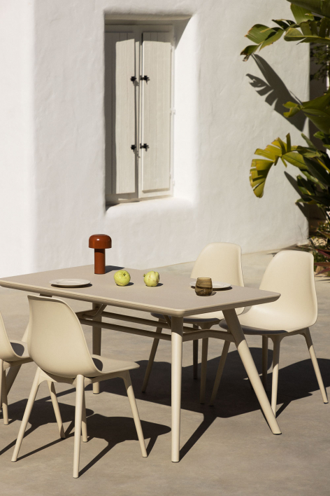 Rectangular garden table 135x80 cm in Scand polypropylene -  Tapioca Bege