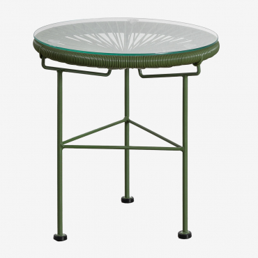 Mesa De Apoio Redonda Ø45 Cm Em Metal E Polietileno Acapulco Verde Pesto - Sklum