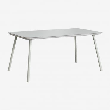 Mesa De Jantar Retangular 160x90 Cm Em Vidro E Alumínio Arhiza Verde Cáqui - Sklum