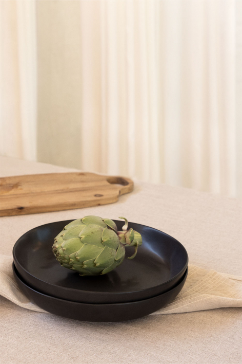 Pack de 2 pratos fundos em grés Belvere - Preto