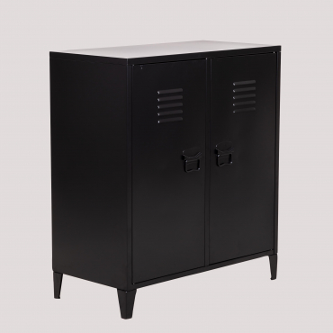 Aparador Com Armário De 2 Portas Em Aço Pohpli Negro-de-fumo - Sklum