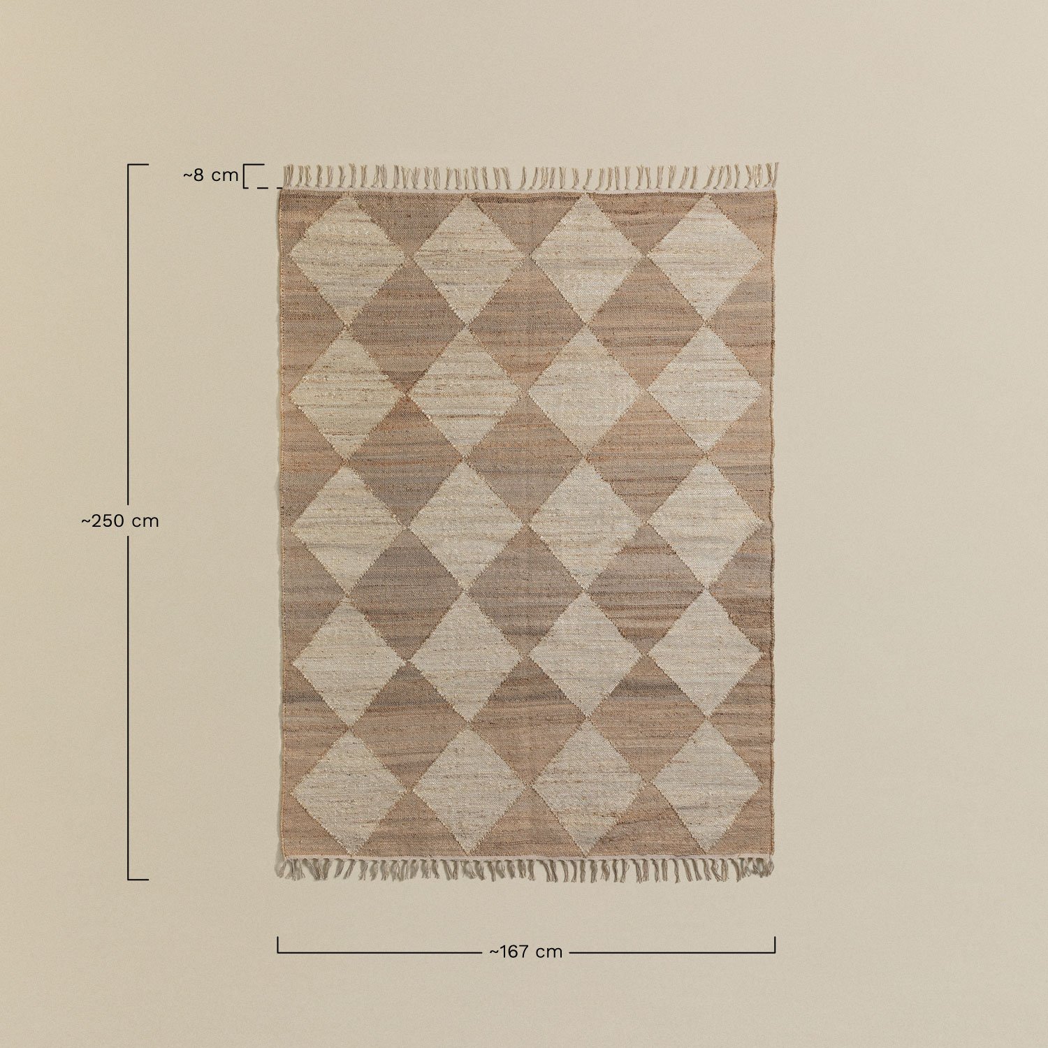 Tapete de cânhamo Sarina, Dimensões
