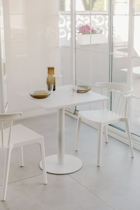 Mesa de cozinha quadrada 70x70 cm em ferro Mizzi - Gardénia Branco