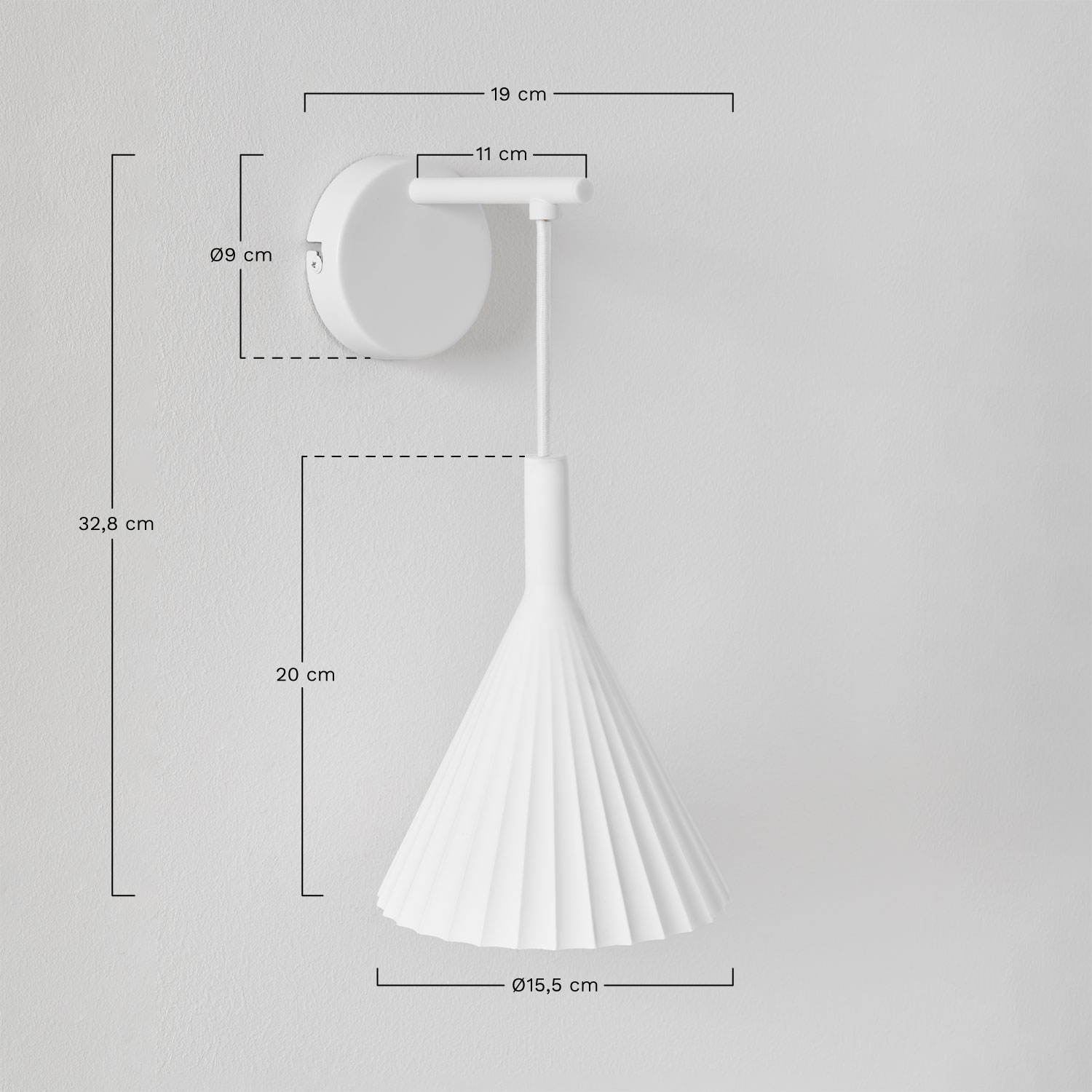 Luminária de parede LED de gesso Lydon , Dimensões