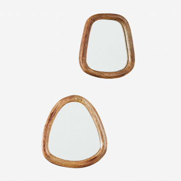 Conjunto De 2 Espelhos De Parede Em Madeira De Mangueira Gabael Design B - Sklum