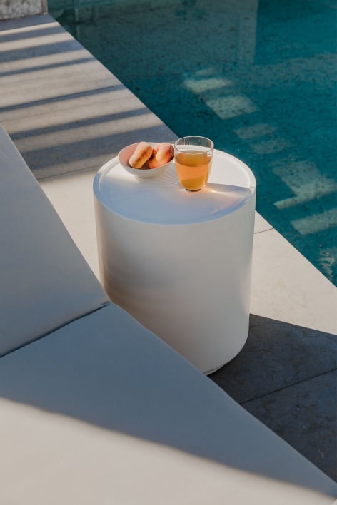 Mesa auxiliar para jardim redonda Ø35 cm em cimento Darwys