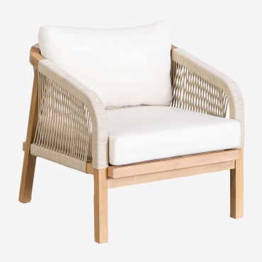 Poltrona De Madeira De Acácia Dubai Gardénia Branco & Castanho Acácia Rústico - Sklum