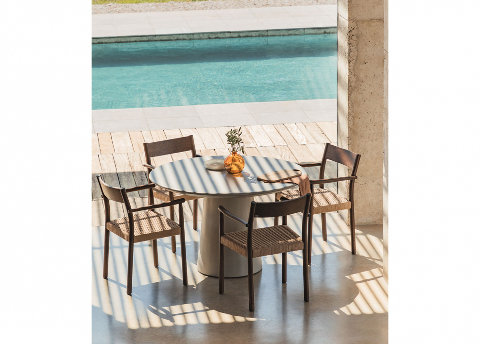 Mesa de jantar redonda Ø120 cm em cimento Noemi