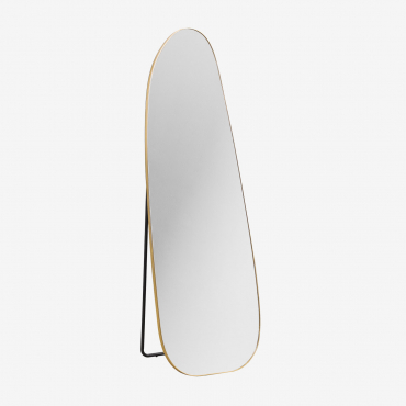 Espelho De Pé Em Alumínio 55x165 Cm Naruvan Amarelho Ouro - Sklum