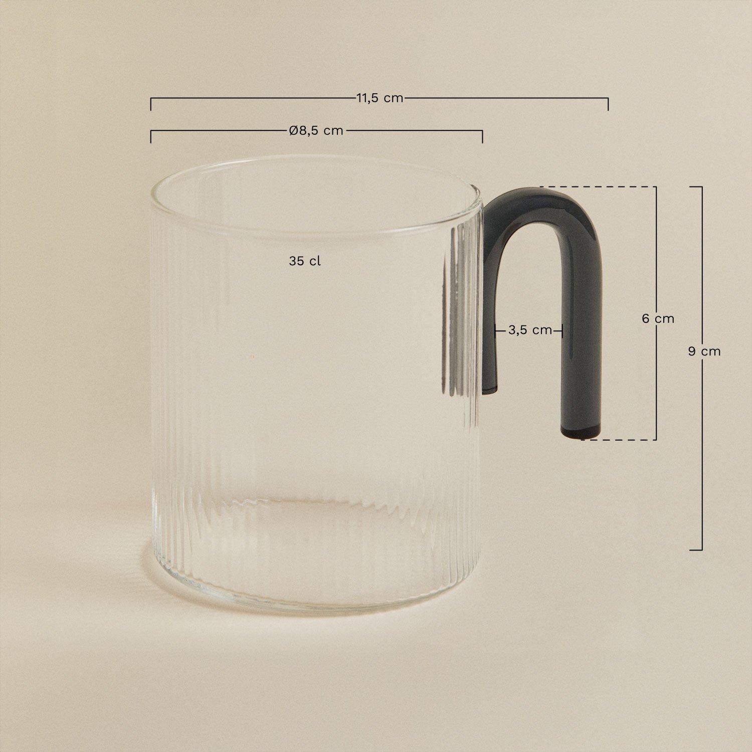 Pacote de 2 copos de borosilicato 35 cl Engen, Dimensões
