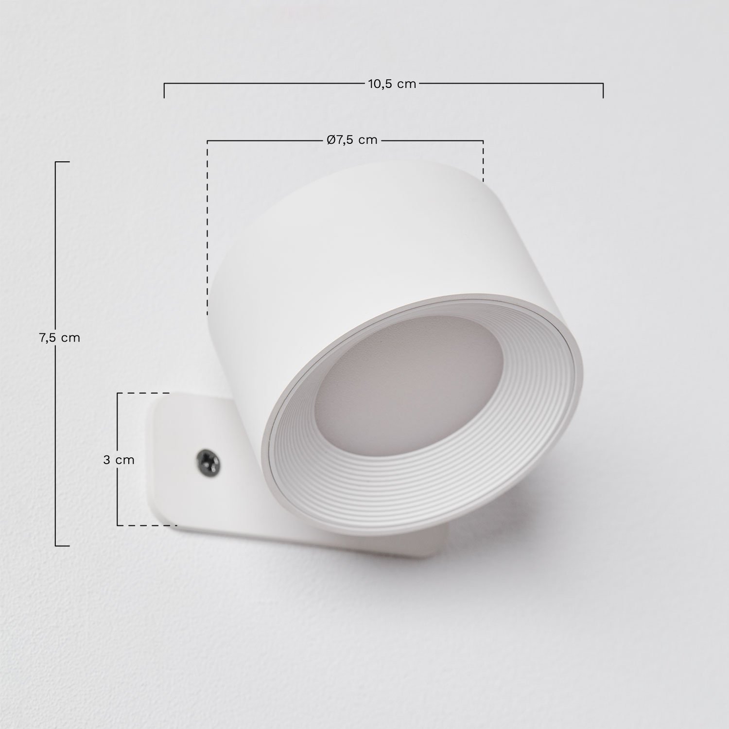 Aplique de parede LED direccionável com bateria recarregável Namari Kids, Dimensões