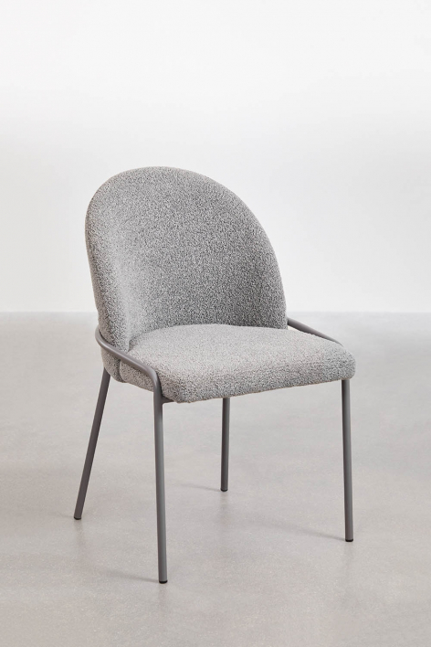 Pacote de 2 cadeiras de jantar estofadas Grolet - Bouclé antracite cinzento