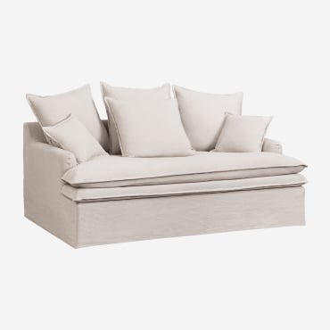 Lounge Grace Sofá De Linho E Algodão Tecido Beige - Sklum
