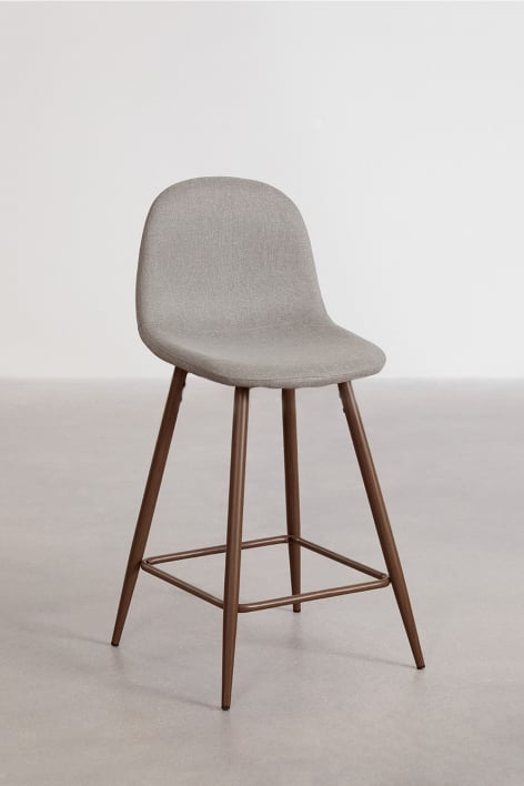 Pack de 2 bancos altos 65 cm em tecido cinza concreto e pés com acabamento madeira escura Glamm - Cinza Concreto