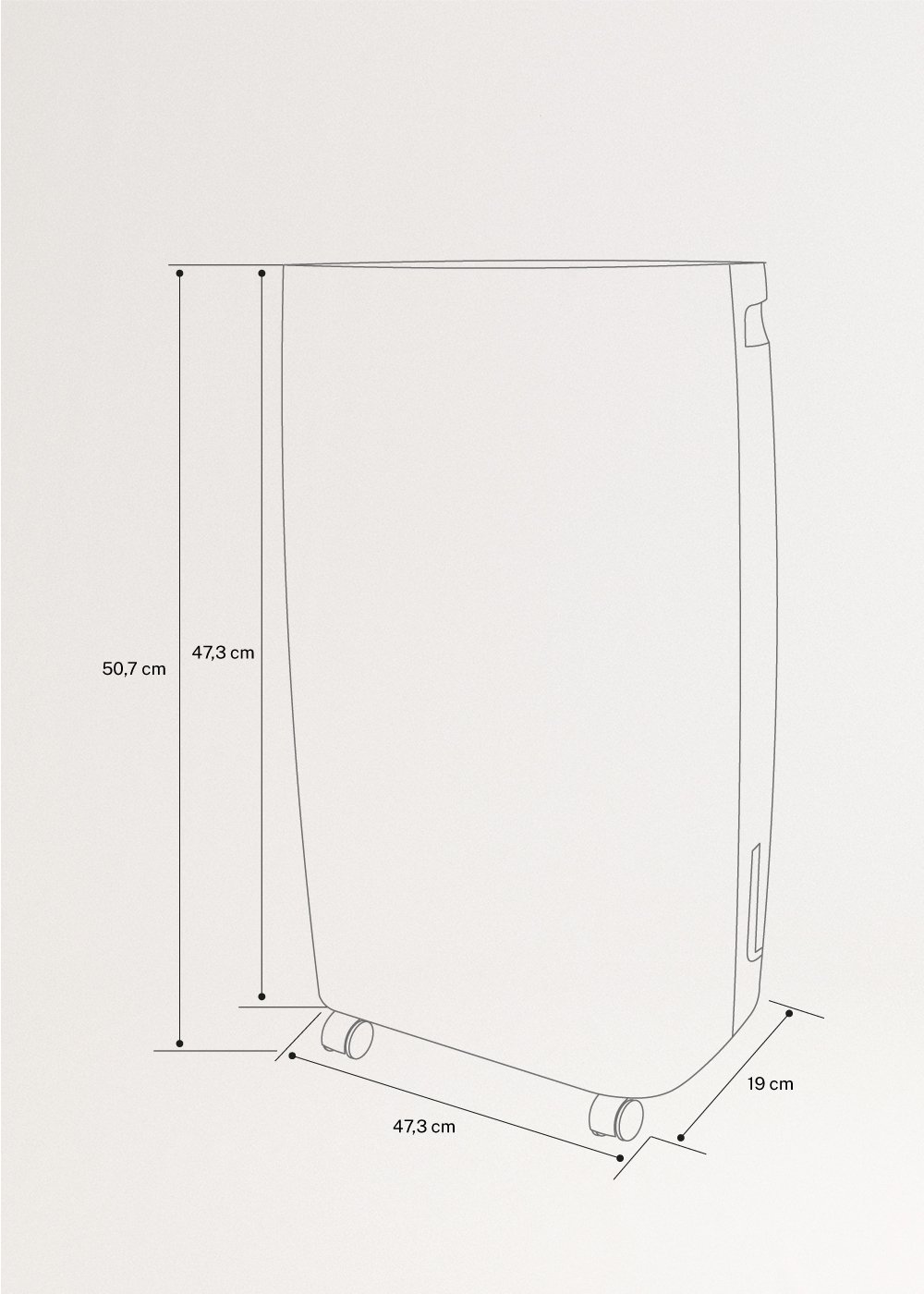 CREATE - DRYZONE XL-CUBIC - Desumidificador 10 L/dia 40m², Dimensões