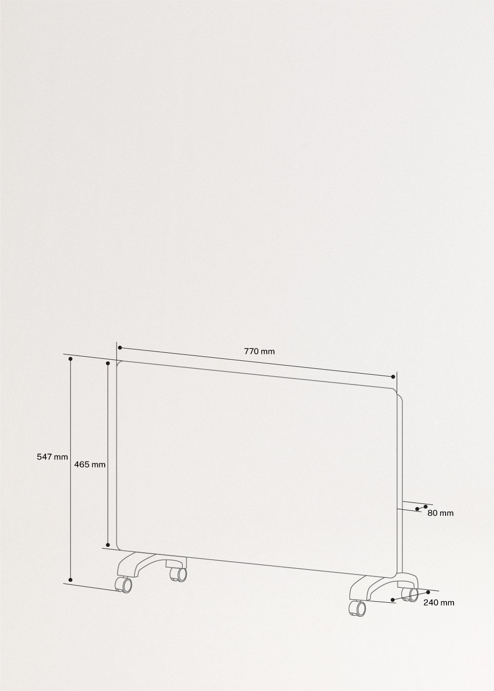 CREATE - WARM CRYSTAL 2000W - Convector Eléctrico de Vidro com Wifi, Dimensões