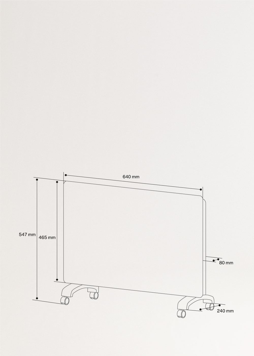 CREATE - WARM CRYSTAL 1500W - Convector elétrico de vidro com WiFi, Dimens&otilde;es