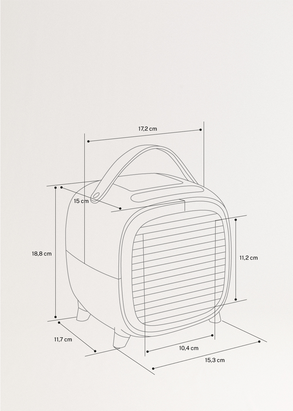 CREATE - AIR COOLER BOX STUDIO - Mini ventilador de mesa, Dimensões