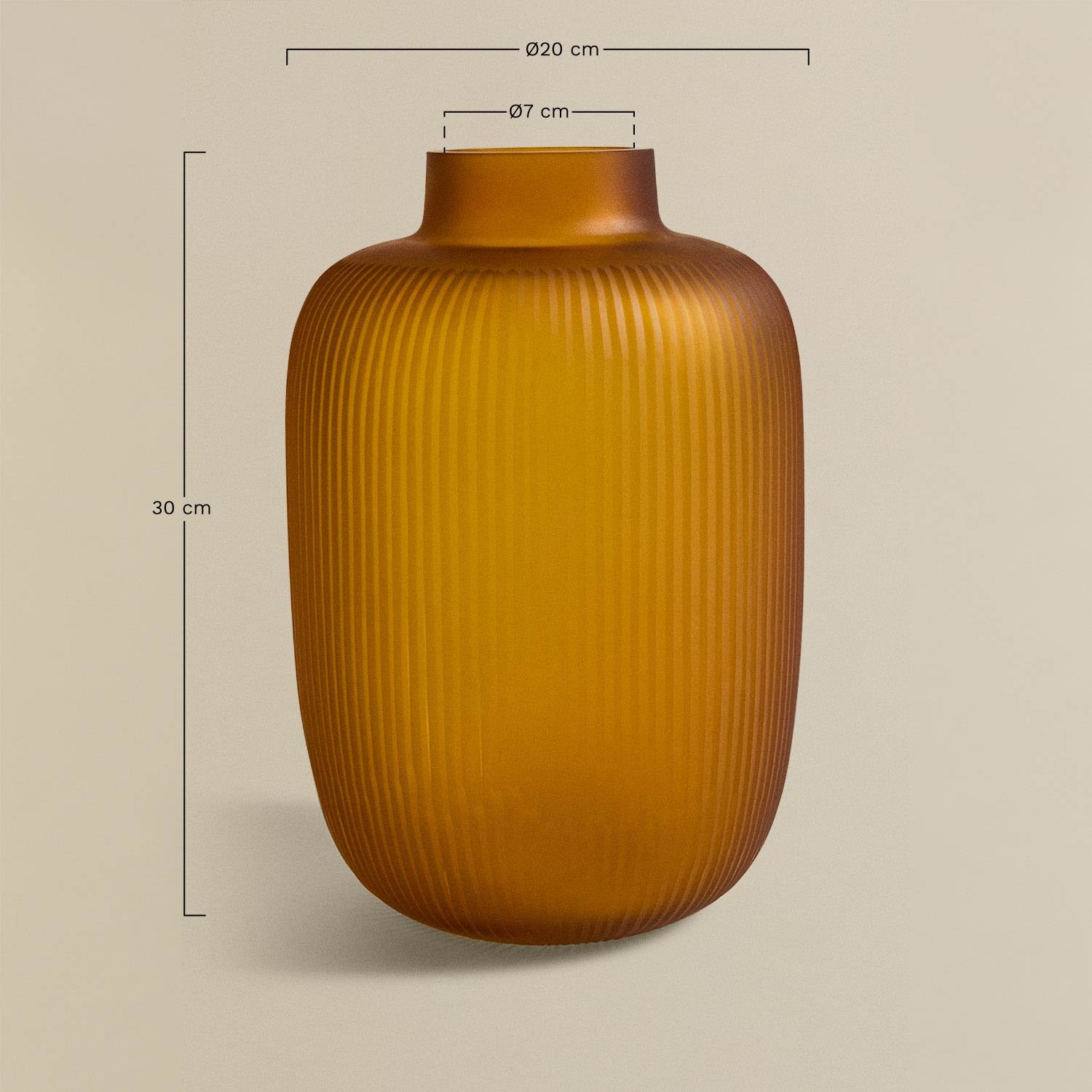 Vaso de vidro Jerinsen, Dimensões