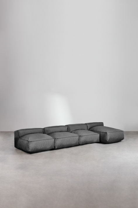 Sofá modular chaise longue de 4 peças Dojans - Cinza Granito
