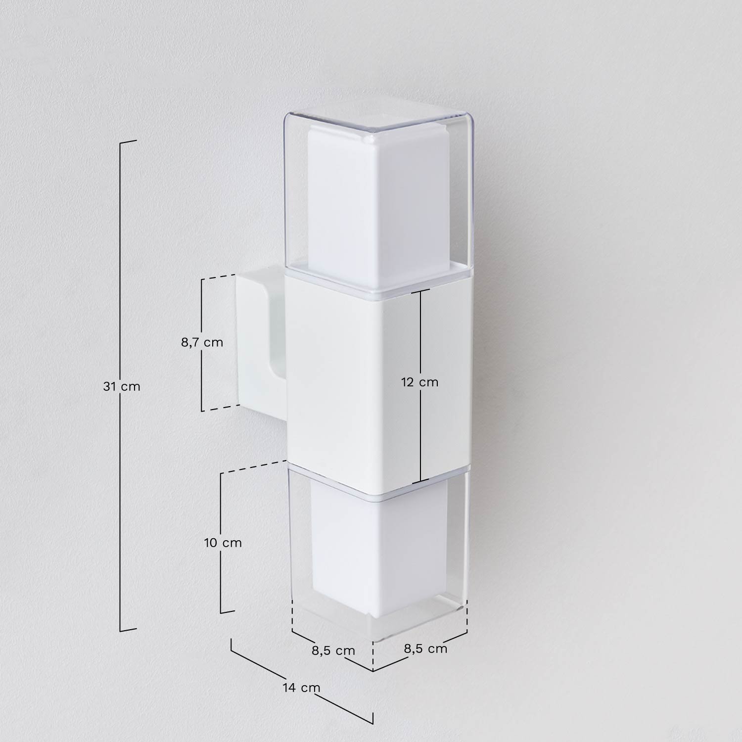 Aplique LED para exterior em alumínio com 2 pontos de luz Torevi   , Dimensões