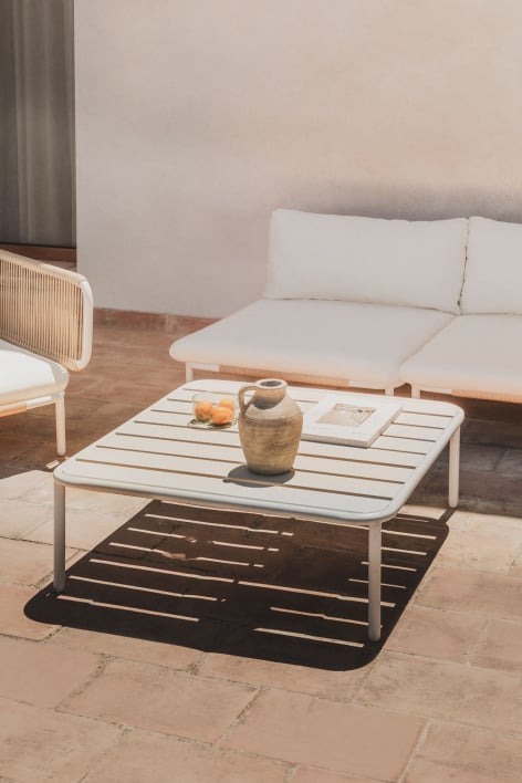 Mesa de centro quadrada para jardim 90x90 cm em aço Roubly