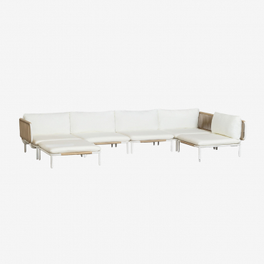 Sofá Modular De Canto De Jardim De 5 Peças E Pufe Roubly Beige De Amêndoa - Sklum