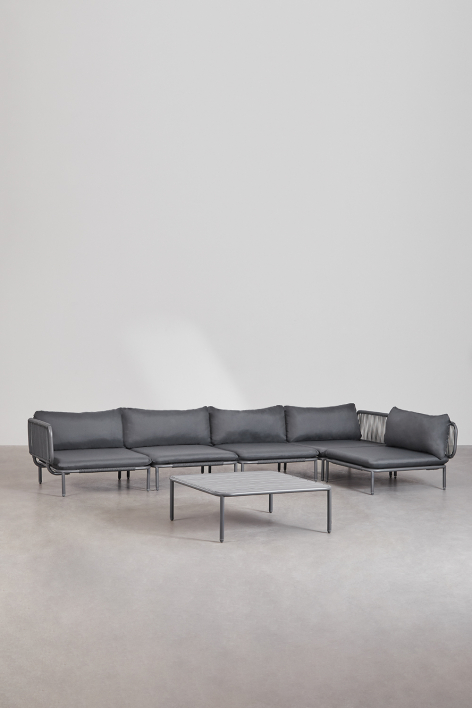 Sofá de jardim modular de canto de 5 peças e mesa de centro Roubly